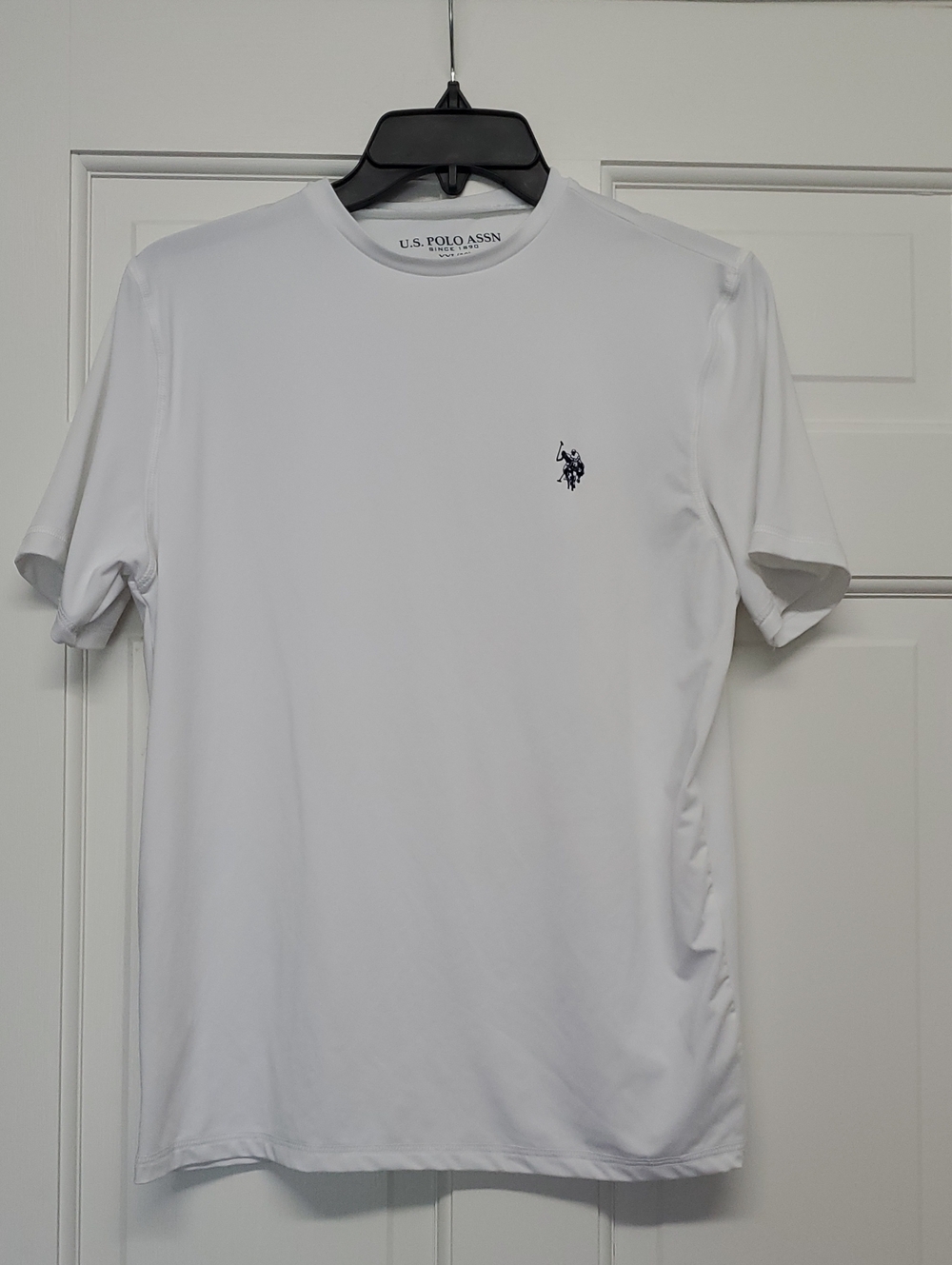 UPF 50+ KIDS U.S. Polo Assn. White Short-Sleeve Crew Tee with Navy Logo XXL